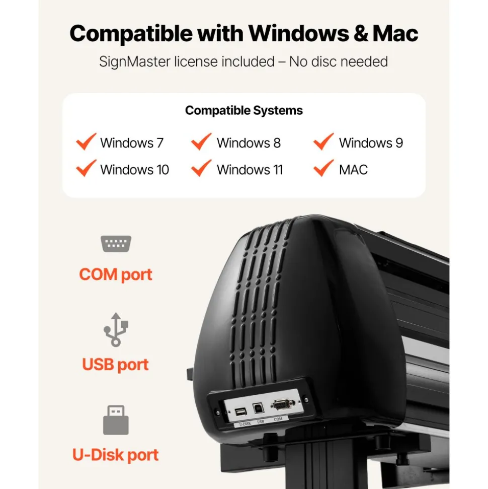 VEVOR Vinyl Cutter Machine, 34 inch Max Feed Width, Dual Blades, Adjustable Force and Speed, LED Display, Vinyl Plotter Cutter Printer with Signmaster Software for Compatible with Windows and macOS
