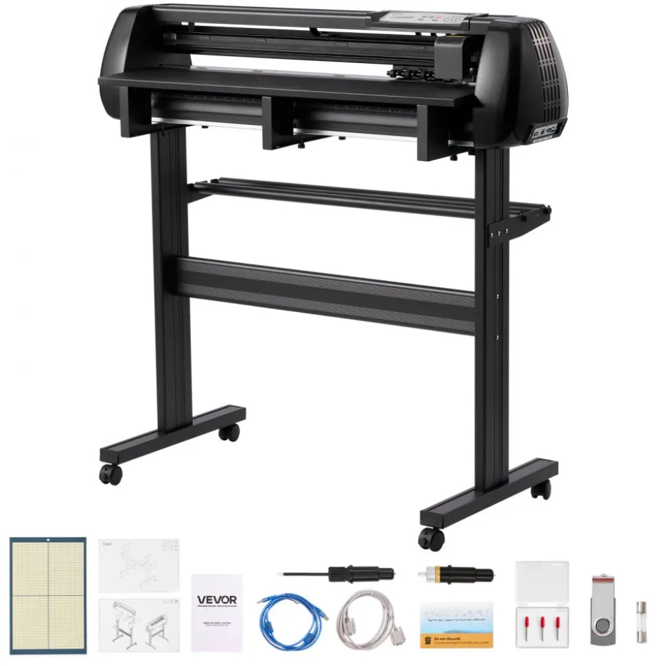 VEVOR Vinyl Cutter Machine, 34 inch Max Feed Width, Dual Blades, Adjustable Force and Speed, LED Display, Vinyl Plotter Cutter Printer with Signmaster Software for Compatible with Windows and macOS