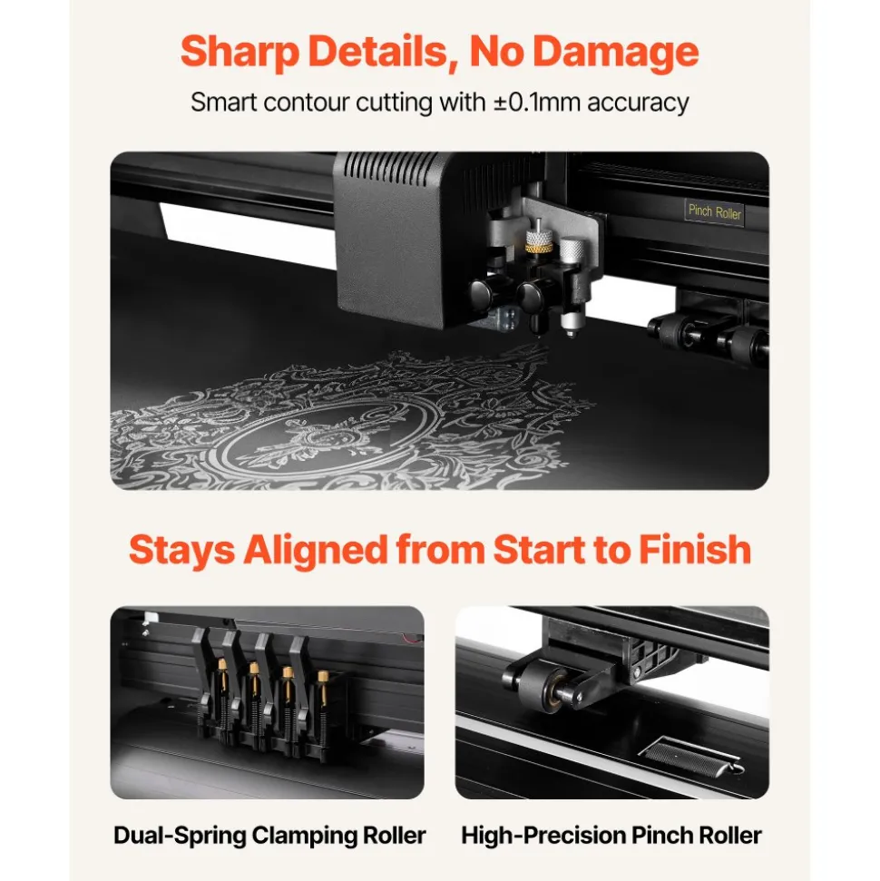VEVOR Vinyl Cutter Machine, 34 inch Max Feed Width, Dual Blades, Adjustable Force and Speed, LED Display, Vinyl Plotter Cutter Printer with Signmaster Software for Compatible with Windows and macOS