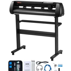 VEVOR Vinyl Cutter Machine, 34in Offline Bluetooth Cutting Plotter Machine, 400in/10m Steel Roller Shaft Adjustable Speed Force, SignMaster Software Tool DIY Craft Kit for Sign Making Windows & Mobile