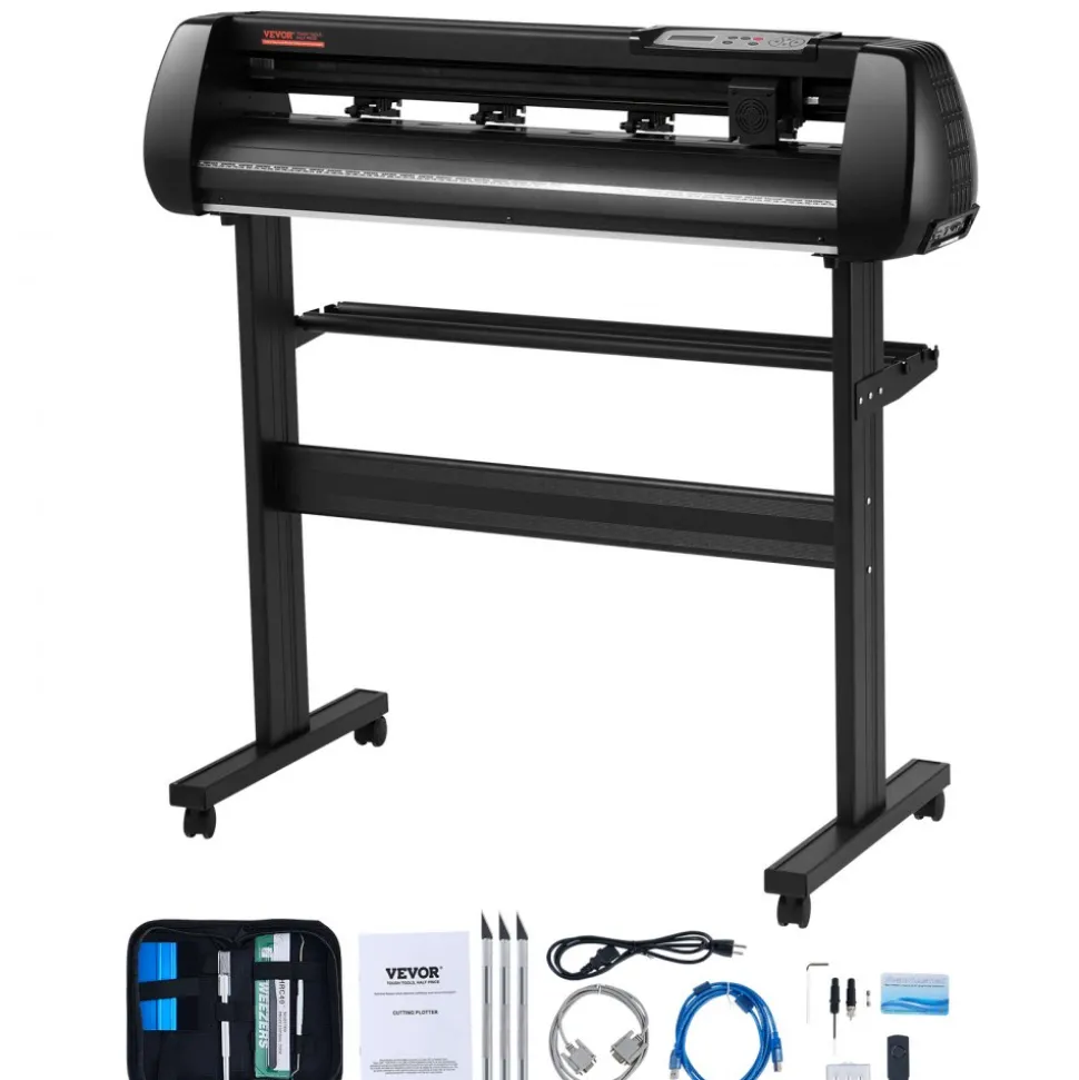 VEVOR Vinyl Cutter Machine, 34in Offline Bluetooth Cutting Plotter Machine, 400in/10m Steel Roller Shaft Adjustable Speed Force, SignMaster Software Tool DIY Craft Kit for Sign Making Windows & Mobile