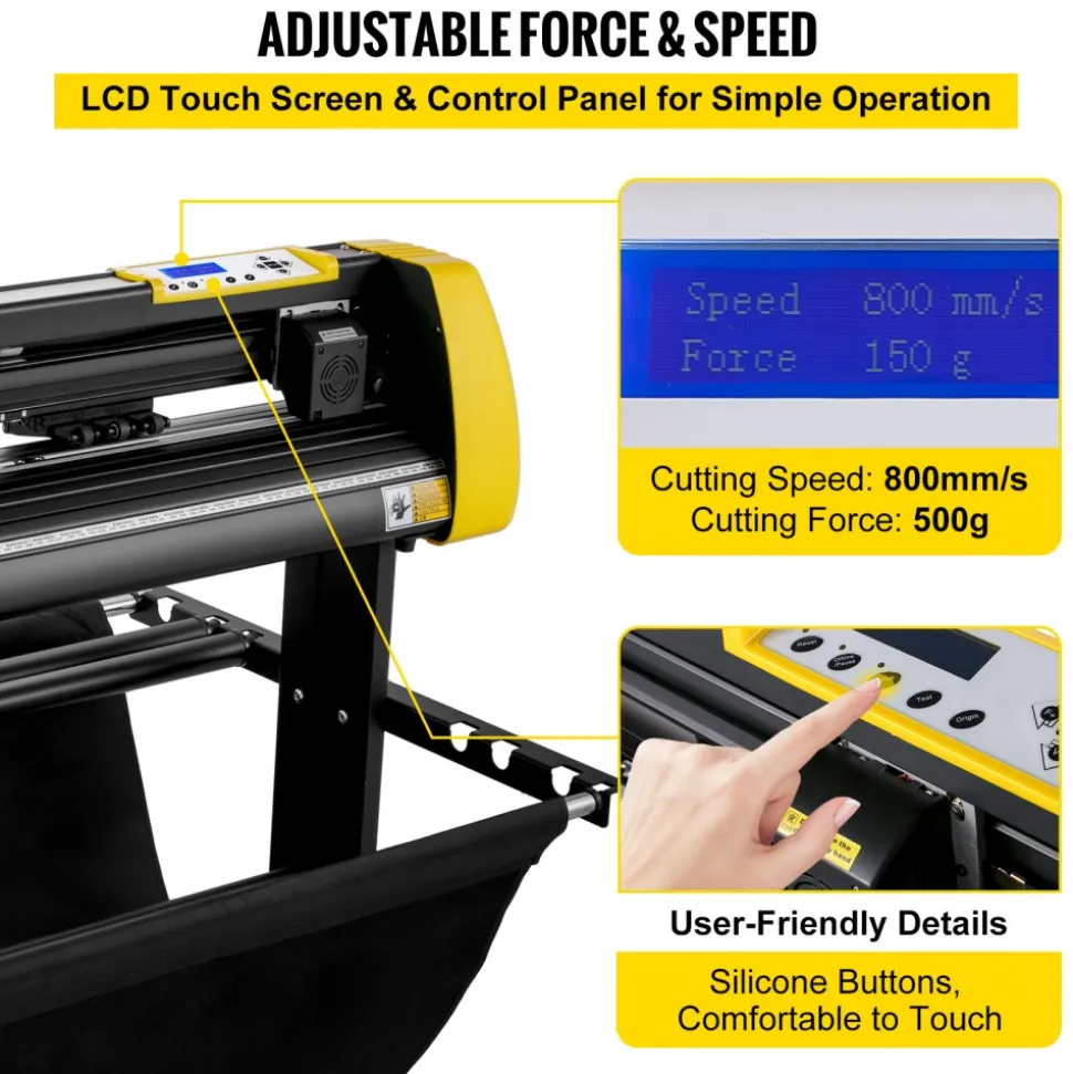 VEVOR Vinyl Cutter Machine, 34 in / 870 mm Max Paper Feed Cutting Plotter, Automatic Camera Contour Cutting LCD Screen Printer with Stand Adjustable Force and Speed for Sign Making Plotter Cutter
