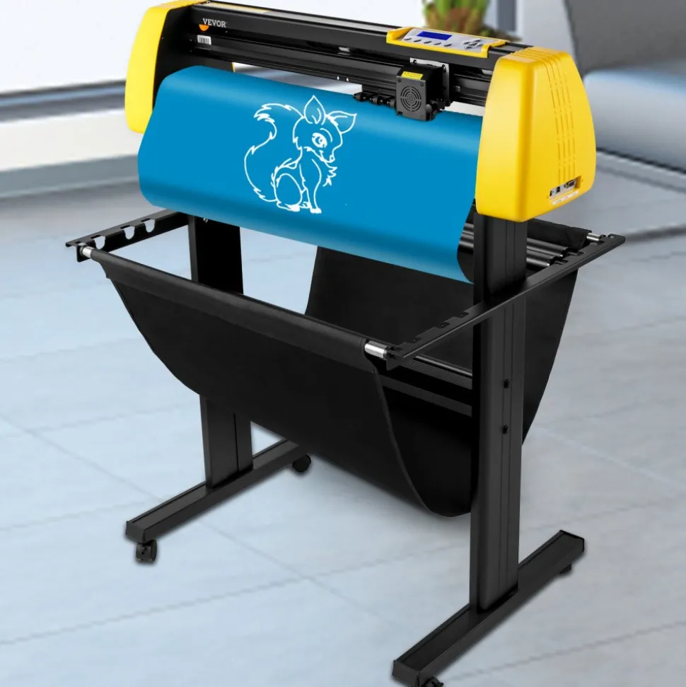 VEVOR Vinyl Cutter Machine, 34 in / 870 mm Max Paper Feed Cutting Plotter, Automatic Camera Contour Cutting LCD Screen Printer with Stand Adjustable Force and Speed for Sign Making Plotter Cutter