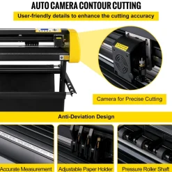 VEVOR Vinyl Cutter Machine, 34 in / 870 mm Max Paper Feed Cutting Plotter, Automatic Camera Contour Cutting LCD Screen Printer with Stand Adjustable Force and Speed for Sign Making Plotter Cutter