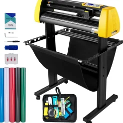 VEVOR Vinyl Cutter Machine, 34 in / 870 mm Max Paper Feed Cutting Plotter, Automatic Camera Contour Cutting LCD Screen Printer with Stand Adjustable Force and Speed for Sign Making Plotter Cutter