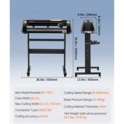 VEVOR Vinyl Cutter Machine, Upgraded 28 Inch Paper Feed Cutting Plotter Bundle, Adjustable Force & Speed Vinyl Printer with Powerful Stepper Motors, Signmaster Software Compatible with Windows System