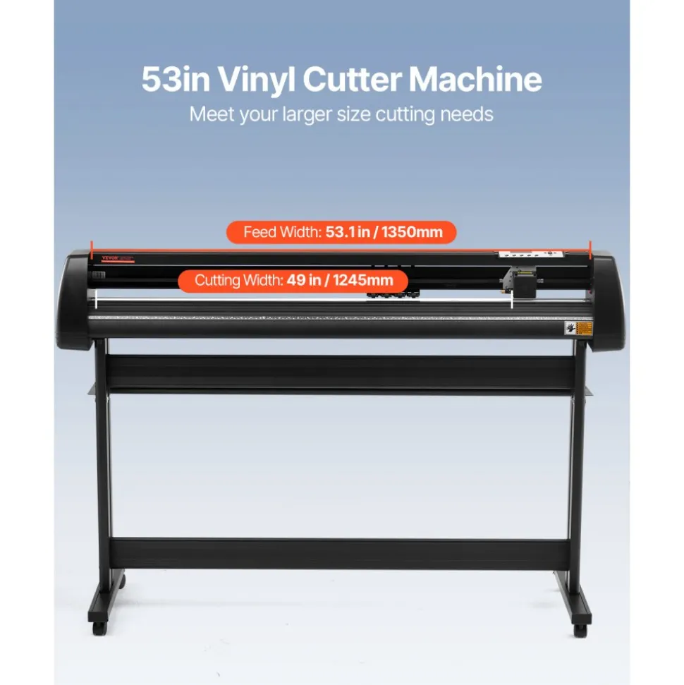 VEVOR Vinyl Cutter Plotter Machine, 53" Signmaster Software Sign Making Machine, 1350mm Paper Feed Vinyl Cutter Plotter with Stand (53" 1350mm)