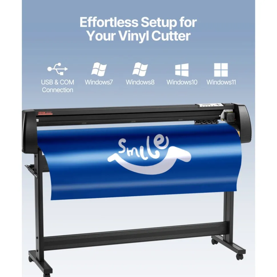VEVOR Vinyl Cutter Plotter Machine, 53" Signmaster Software Sign Making Machine, 1350mm Paper Feed Vinyl Cutter Plotter with Stand (53" 1350mm)