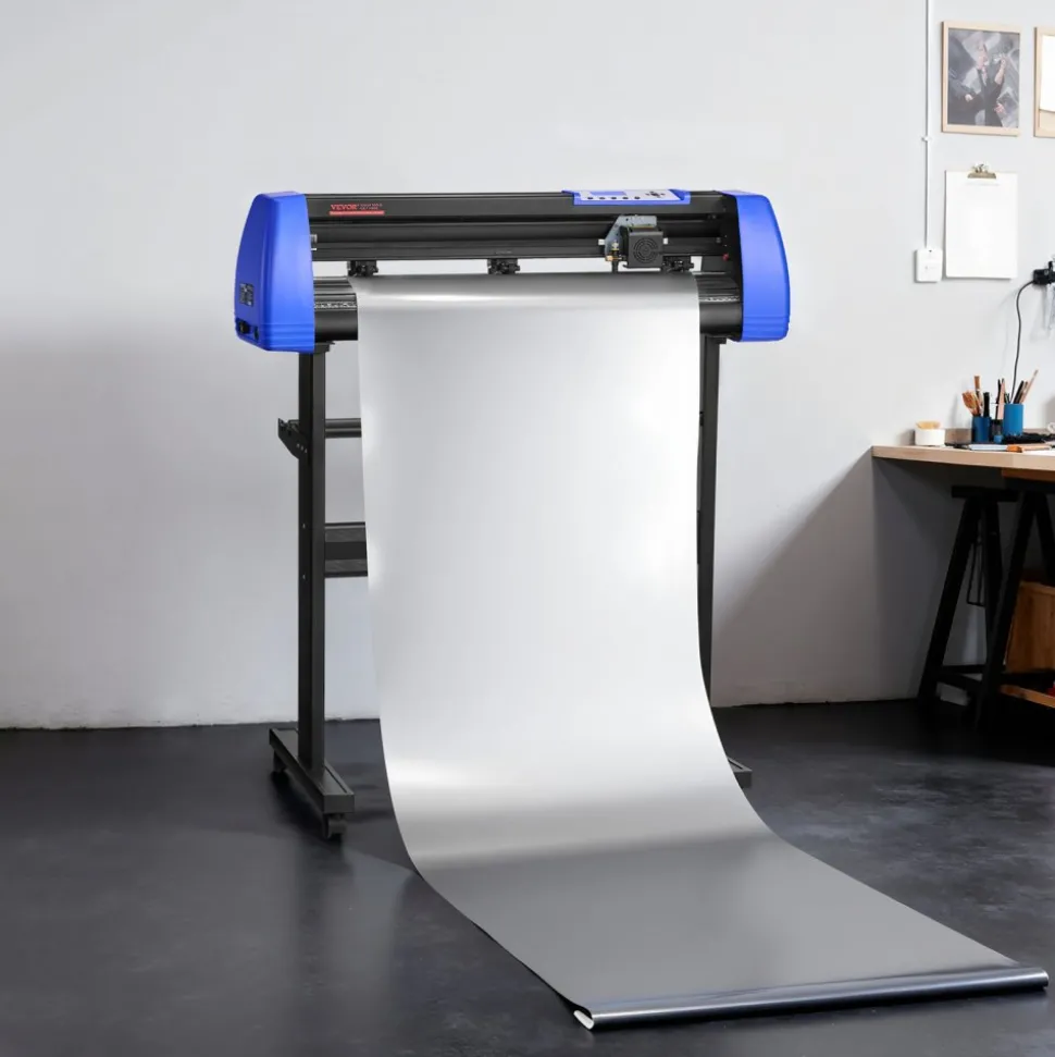 VEVOR Vinyl Cutter, 28" Vinyl Cutter Machine with 20 Blades, Maximum Paper Feed 720mm Vinyl Plotter Cutter Machine with Sturdy Floor Stand Adjustable Force and Speed for Sign Making