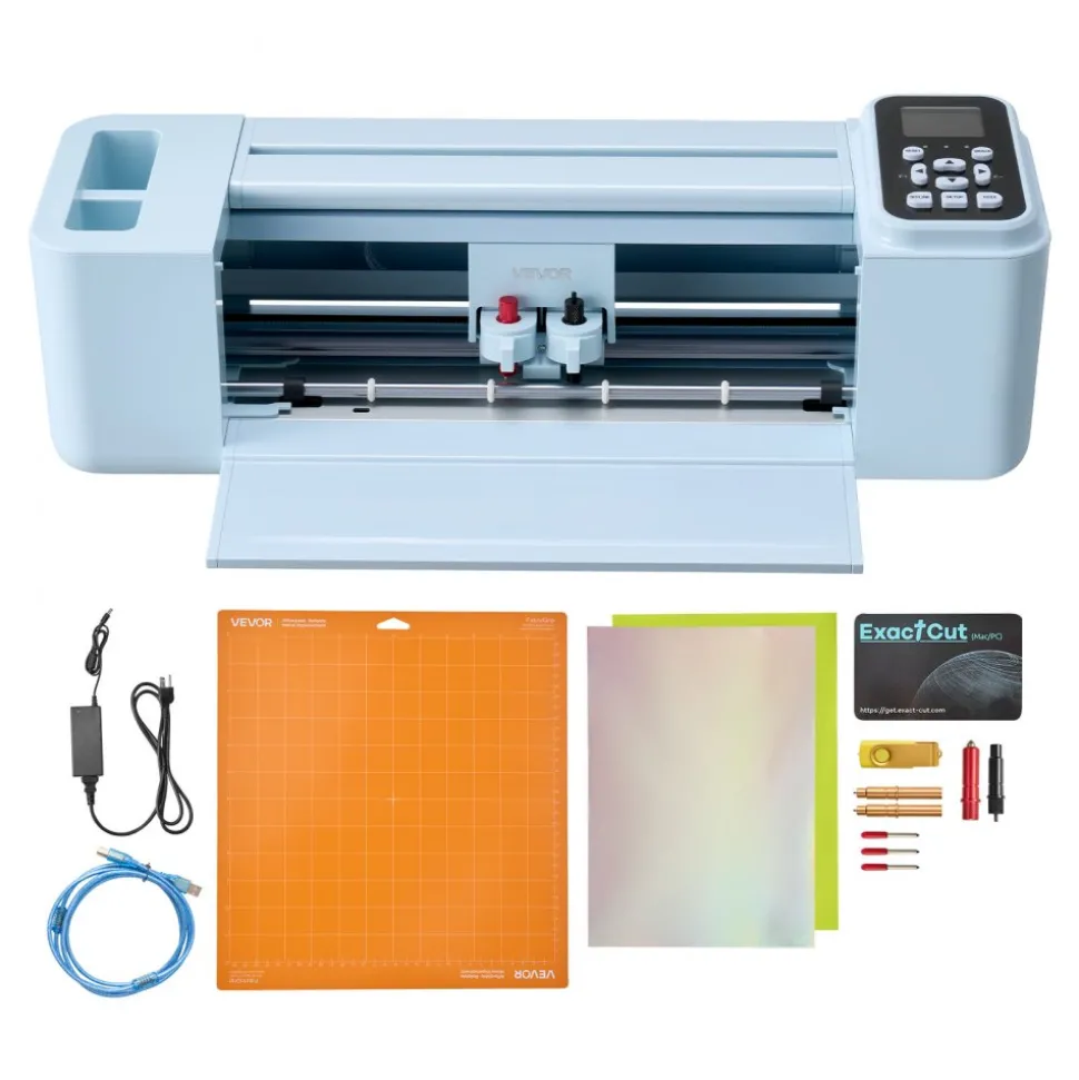 VEVOR Vinyl Cutting Machine, 12 in, Button and Screen Controlled Vinyl Cutter, 20000+ Built-in Design Resources, Compatible with Mac, Windows, Android and iOS, for Creating Customized Crafts Cards