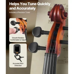 VEVOR Violin 4/4 Full Size for Adults, Violin Fiddle Set for Beginners Student with Hard Case, Rosin, Bow, Shoulder Rest,Bridge,Extra Strings,Professional Solidwood Instrument (Matte Brown)