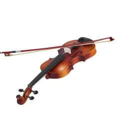 VEVOR Violin 4/4 Full Size for Adults, Violin Fiddle Set for Beginners Student with Hard Case, Rosin, Bow, Shoulder Rest,Bridge,Extra Strings,Professional Solidwood Instrument (Matte Brown Patterned)