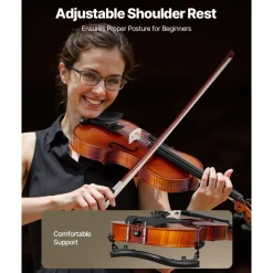 VEVOR Violin 4/4 Full Size for Adults, Violin Fiddle Set for Beginners Student with Hard Case,Rosin, Bow,Shoulder Rest,Bridge,Extra Strings,Professional Solidwood Instrument (Glossy Brown Patterned)