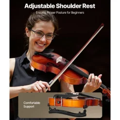VEVOR Violin 4/4 Full Size for Adults, Violin Fiddle Set for Beginners Student with Hard Case,Rosin, Bow,Shoulder Rest,Bridge,Extra Strings,Professional Solidwood Instrument (Glossy Brown)