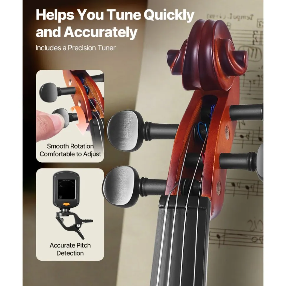 VEVOR Violin 1/2 Size for Adults, Violin Fiddle Set for Beginners Student with Hard Case, Rosin, Bow, Shoulder Rest,Bridge,Tuner and Extra Strings,Solidwood Professional Musical Instruments (Brown)