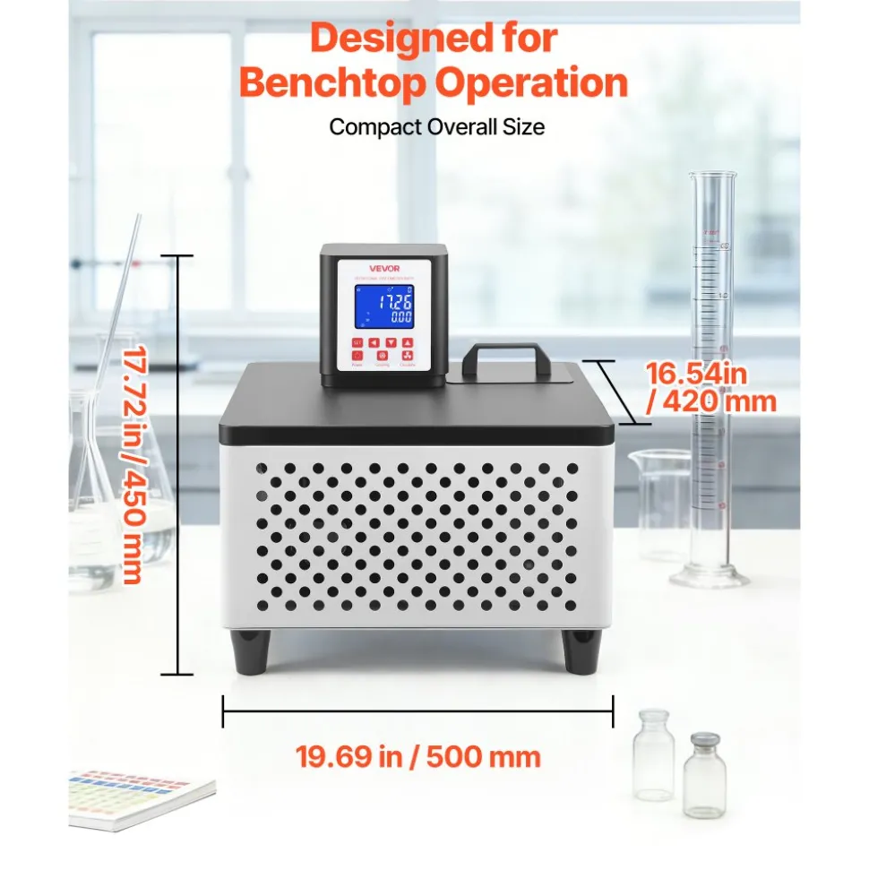 VEVOR Viscometer Water Bath, 23 to 212°F, 5.51" x 5.51" Tank, PID Temp Control, Thermostatic Water Circulating Bath with Internal and External Circulation, Fits Various Rotational Viscometers for Lab