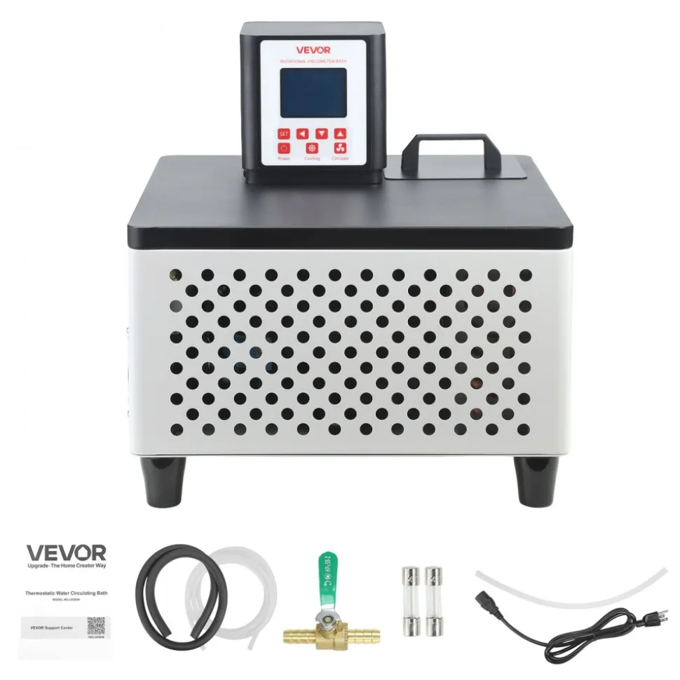 VEVOR Viscometer Water Bath, 23 to 212°F, 5.51" x 5.51" Tank, PID Temp Control, Thermostatic Water Circulating Bath with Internal and External Circulation, Fits Various Rotational Viscometers for Lab