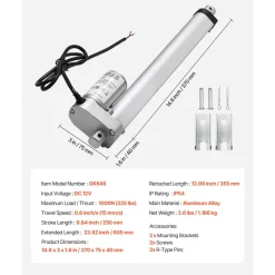VEVOR 12V Linear Actuator, 9.84 Inch High Speed 0.6