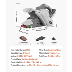 VEVOR 20V Max Cordless Belt Sander, 3