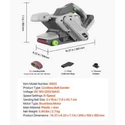 VEVOR 20V Max Cordless Belt Sander, 3