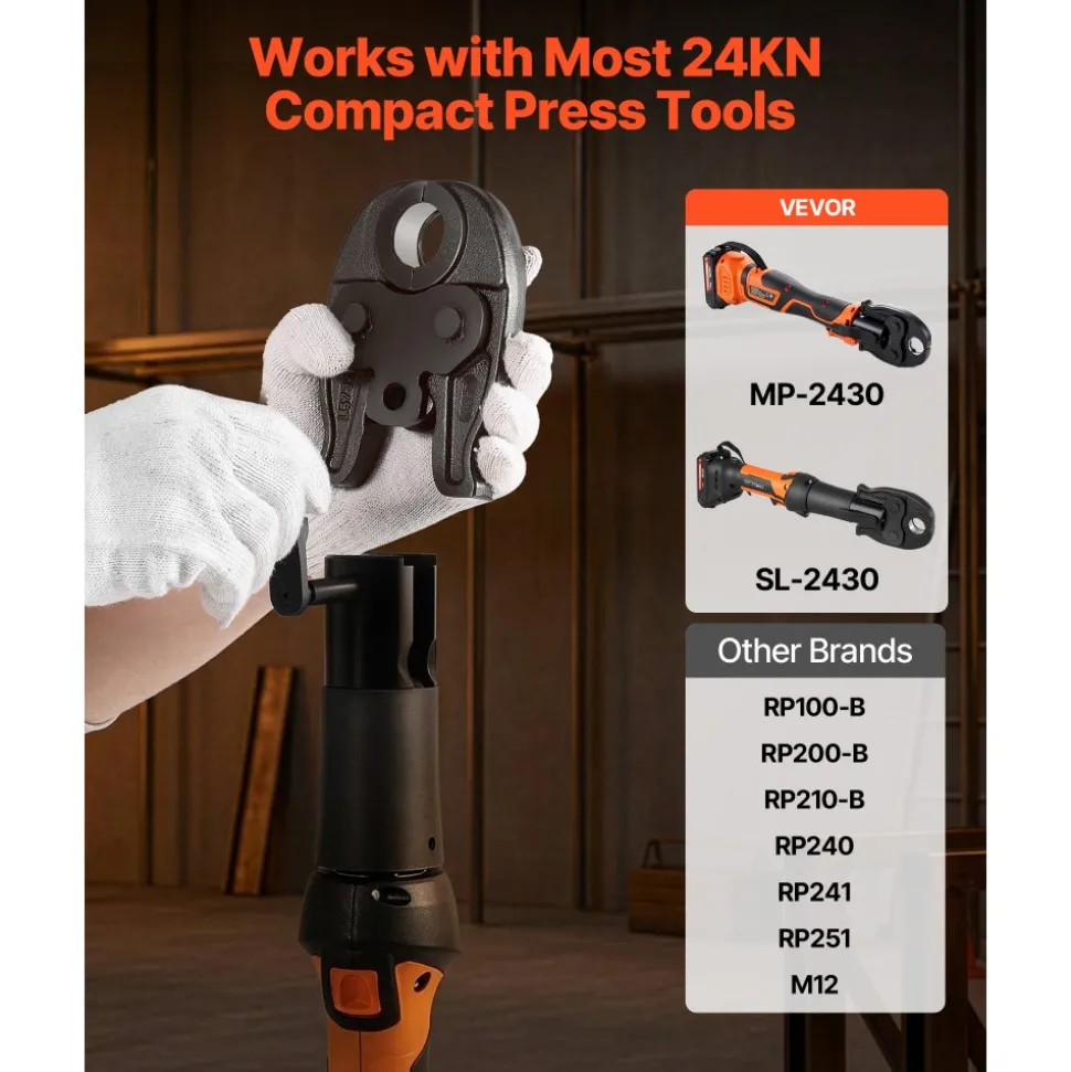 VEVOR 1/2" VMP Jaw for 24KN Compact Series Press Tools, 52 HRC Hardened Steel Pressing Jaw - Compatible with MegaPress Carbon Steel Pipes Connections