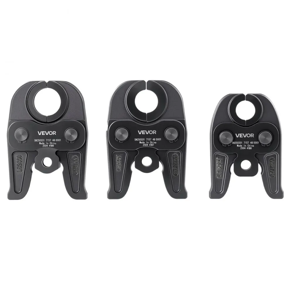 VEVOR VMP Press Jaws, 3PCS Pressing Jaws 1/2", 3/4" & 1" - Compatible with Megapress Carbon Steel Pipes, Work with 32KN Standard Press Tools, Includes Carrying Case