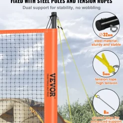 VEVOR Volleyball and Badminton Set, Outdoor Portable Badminton Net, Adjustable Height Steel Poles, Professional Combo Set with PVC Volleyball, Pump, Carrying Bag, Easy Setup for Backyard Beach Lawn