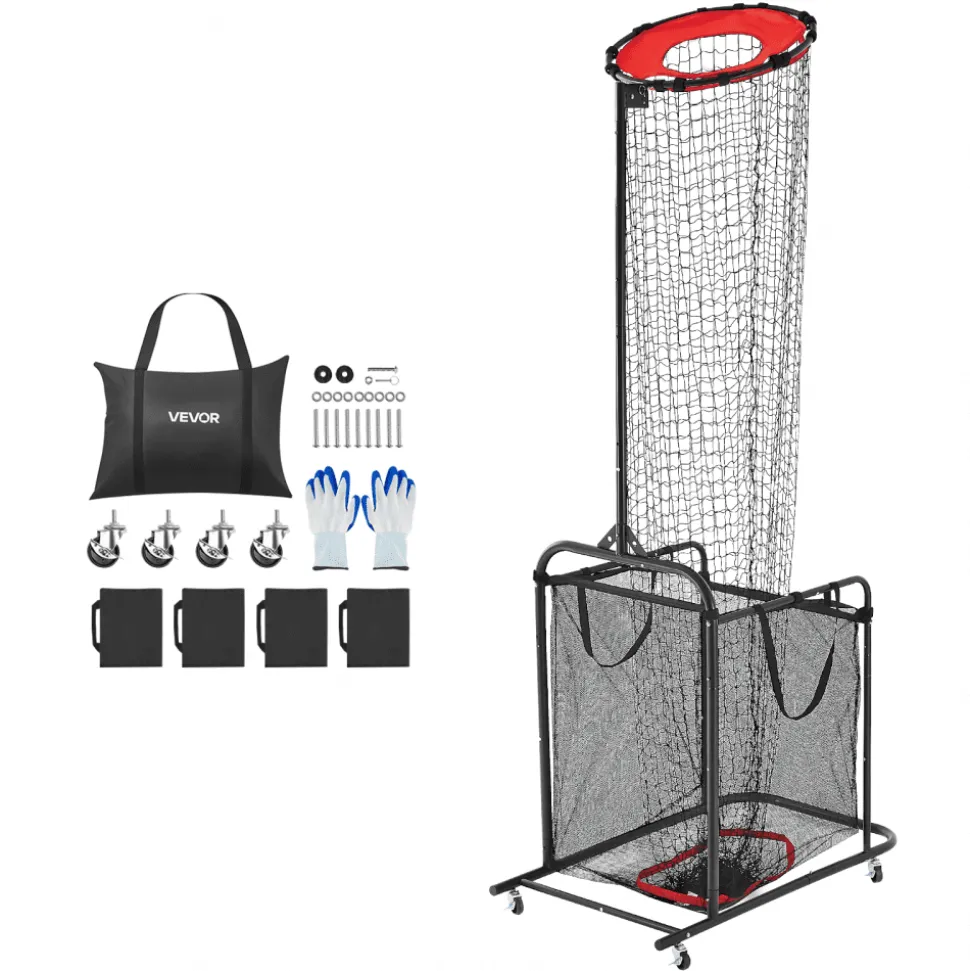 VEVOR Volleyball Setter Training Equipment, Angle and Height Adjustable Volleyball Trainer, Portable Practice Net with Cart, Wheels, Carrying Bag, Indoor Outdoor Target Net for Serving Spiking Setting