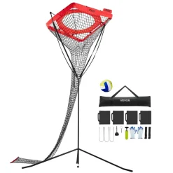 VEVOR Volleyball Setter Training Equipment, Angle and Height Adjustable Volleyball Trainer, Portable Practice Net with Steel Base, Carrying Bag, Indoor Outdoor Target Net for Serving Spiking Setting