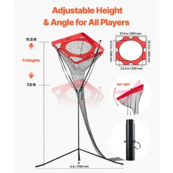 VEVOR Volleyball Setter Training Equipment, Angle and Height Adjustable Volleyball Trainer, Portable Practice Net with Steel Base, Carrying Bag, Indoor Outdoor Target Net for Serving Spiking Setting