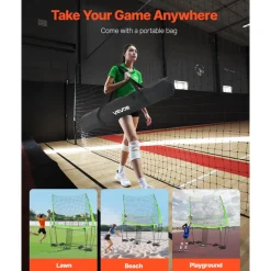 VEVOR Volleyball Training Net System, Freely Height-Adjustable Practice Equipment with Ball Return, 8x11ft Portable Net Station, Easy Setup for Backyard Indoor Outdoor Serving Spiking Improve Accuracy