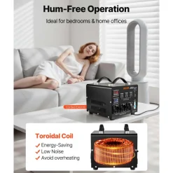 VEVOR Voltage Auto Converter Transformer, 6000VA, Heavy Duty Step Up/Down Power Transformer, 110V to 220V and 220V to 110V, with 3 US Outlets, 3 EU Outlets, LCD Display, Circuit Breaker Protection