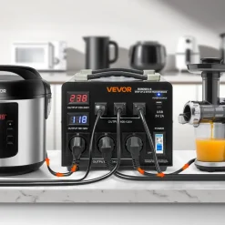 VEVOR Voltage Auto Converter Transformer, 5000VA, Heavy Duty Step Up/Down Power Transformer, 110V to 220V and 220V to 110V, with 3 US Outlets, 3 EU Outlets, LCD Display, Circuit Breaker Protection