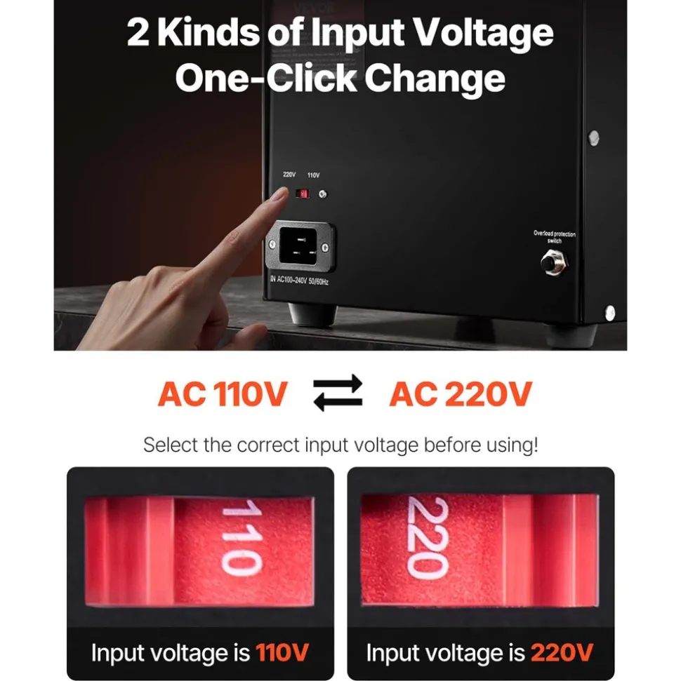 VEVOR Voltage Converter Transformer, 5000W, Heavy Duty Step Up/Down Transformer, Convert from 110 Volt to 220 Volt and from 220 Volt to 110 Volt, with US Outlet EU Outlet 5V USB Port, CE Certified