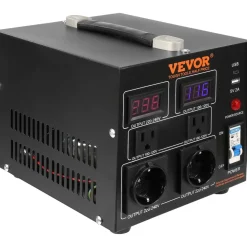 VEVOR Voltage Converter Transformer, 2000W, Heavy Duty Step Up/Down Transformer, Convert from 110 Volt to 220 Volt and from 220 Volt to 110 Volt, with US Outlet EU Outlet 5V USB Port, CE Certified