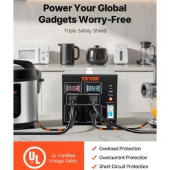 VEVOR Voltage Converter Transformer, 2000W, Heavy Duty Step Up/Down Transformer, Convert from 110 Volt to 220 Volt and from 220 Volt to 110 Volt, with US Outlet EU Outlet 5V USB Port, CE Certified