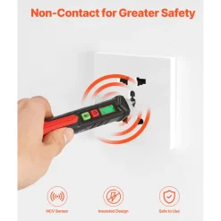 VEVOR Voltage Tester, Non-Contact Voltage Detector with Adjustable Sensitivity, Dual Range AC 12V-1000V/48V-1000V Live & Null Wire Tester Pen with Visual and Audible Alarms, CAT III 1000V Rating