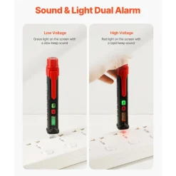 VEVOR Voltage Tester, Non-Contact Voltage Detector with Adjustable Sensitivity, Dual Range AC 12V-1000V/48V-1000V Live & Null Wire Tester Pen with Visual and Audible Alarms, CAT III 1000V Rating