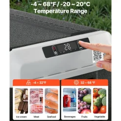 VEVOR 12 Volt Car Refrigerator, 26.4QT/25L Car Fridge, Portable Electric Cooler with -4℉~68℉ Adjustable Temperature, 12/24V DC and 100- 240V AC Compressor Freezer for Outdoor, Camping, Travel, RV