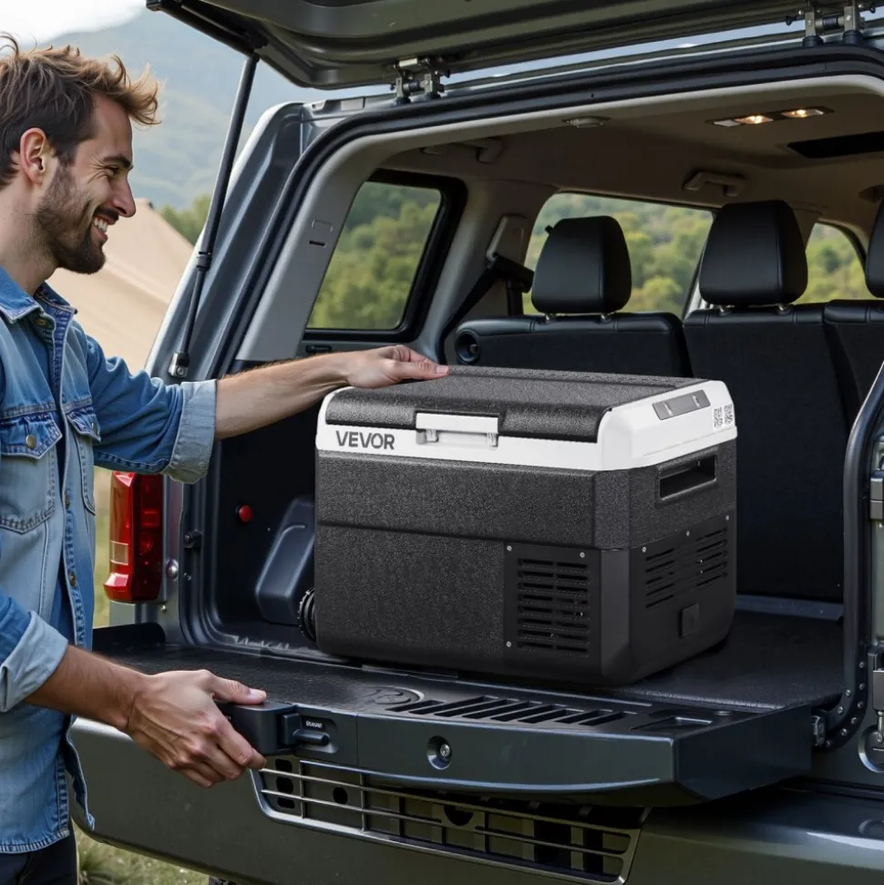 VEVOR 12 Volt Car Refrigerator, 26.4QT/25L Car Fridge, Portable Electric Cooler with -4℉~68℉ Adjustable Temperature, 12/24V DC and 100- 240V AC Compressor Freezer for Outdoor, Camping, Travel, RV