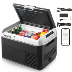 VEVOR 12 Volt Car Refrigerator, 26.4QT/25L Car Fridge, Portable Electric Cooler with -4℉~68℉ Adjustable Temperature, 12/24V DC and 100- 240V AC Compressor Freezer for Outdoor, Camping, Travel, RV