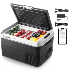 VEVOR 12 Volt Car Refrigerator, 42.3QT/40L Car Fridge, Portable Electric Cooler with -4℉~68℉ Adjustable Temperature, 12/24V DC and 100- 240V AC Compressor Freezer for Outdoor, Camping, Travel, RV