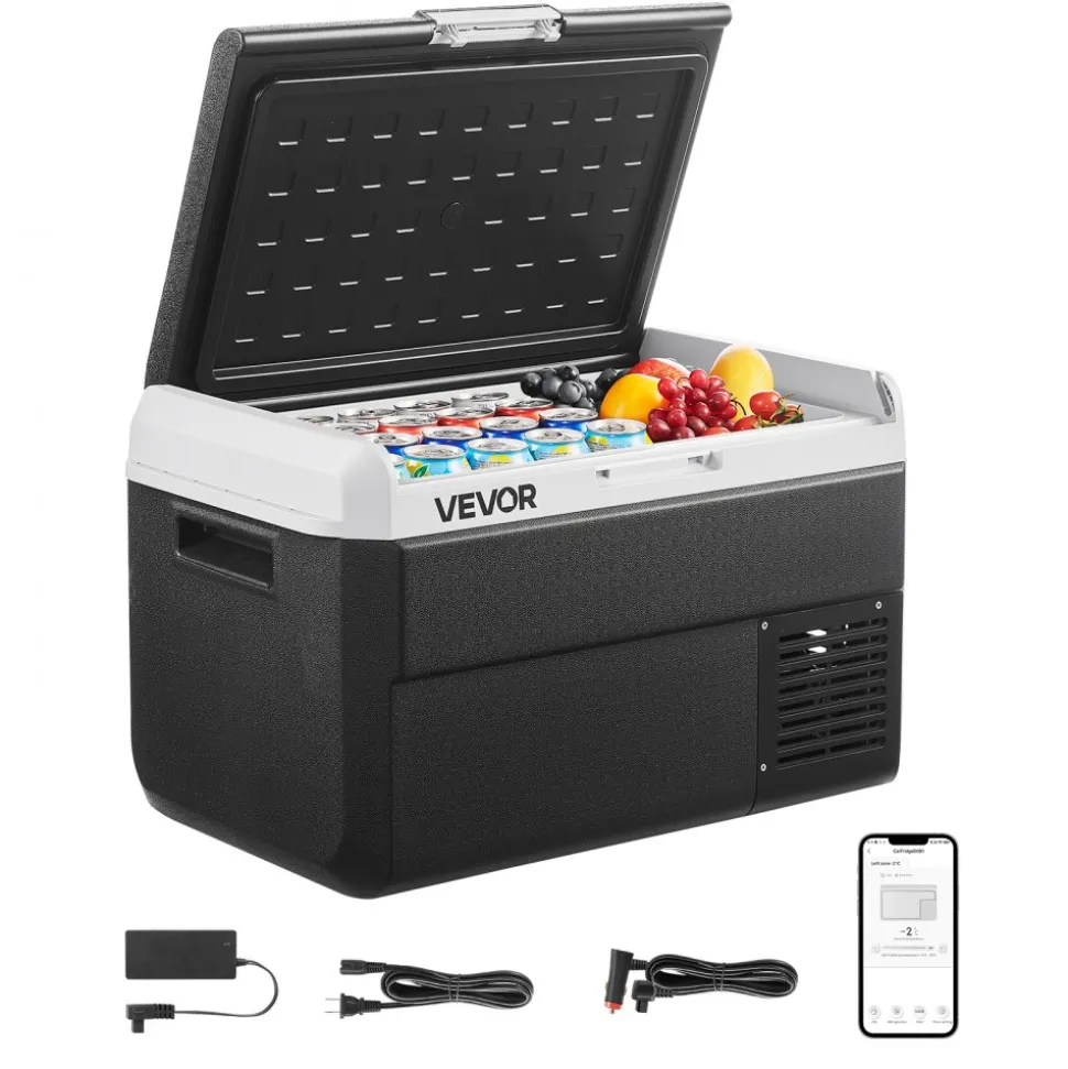 VEVOR 12 Volt Car Refrigerator, 42.3QT/40L Car Fridge, Portable Electric Cooler with -4℉~68℉ Adjustable Temperature, 12/24V DC and 100- 240V AC Compressor Freezer for Outdoor, Camping, Travel, RV