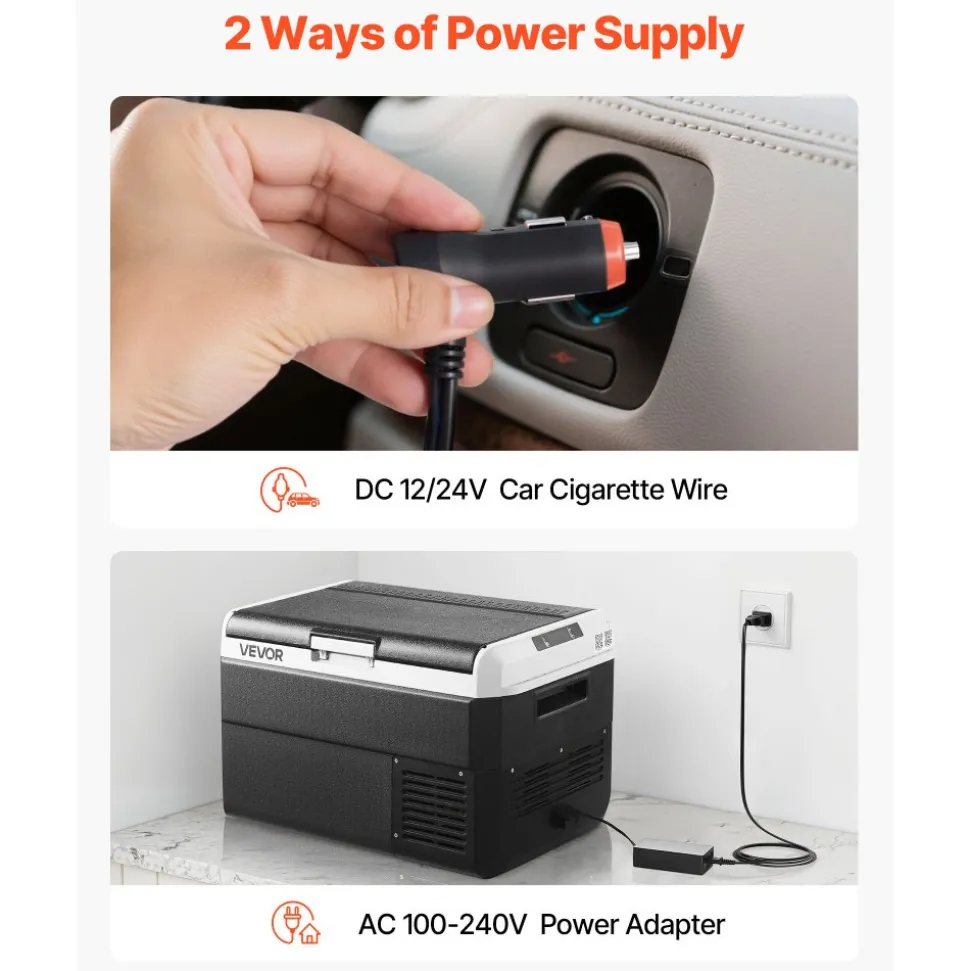 VEVOR 12 Volt Car Refrigerator, 42.3QT/40L Car Fridge, Portable Electric Cooler with -4℉~68℉ Adjustable Temperature, 12/24V DC and 100- 240V AC Compressor Freezer for Outdoor, Camping, Travel, RV