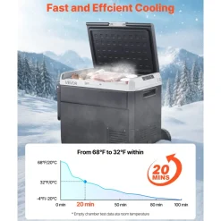 VEVOR 12 Volt Car Refrigerator, 63.4QT/60L Car Fridge, Portable Electric Cooler with Wheels and Handle, -4℉~68℉, 12/24V DC and 100- 240V AC Compressor Freezer for Outdoor, Camping, Travel, RV