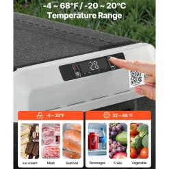 VEVOR 12 Volt Car Refrigerator, 63.4QT/60L Car Fridge, Portable Electric Cooler with Wheels and Handle, -4℉~68℉, 12/24V DC and 100- 240V AC Compressor Freezer for Outdoor, Camping, Travel, RV