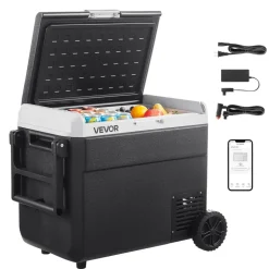 VEVOR 12 Volt Car Refrigerator, 63.4QT/60L Car Fridge, Portable Electric Cooler with Wheels and Handle, -4℉~68℉, 12/24V DC and 100- 240V AC Compressor Freezer for Outdoor, Camping, Travel, RV