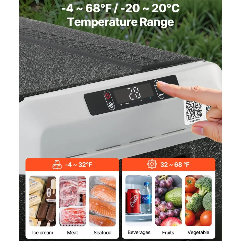 VEVOR 12 Volt Car Refrigerator, 31.7QT/30L Car Fridge, Portable Electric Cooler with -4℉~68℉ Adjustable Temperature, 12/24V DC and 100- 240V AC Compressor Freezer for Outdoor, Camping, Travel, RV