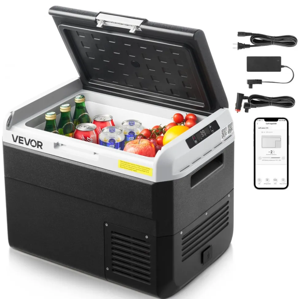 VEVOR 12 Volt Car Refrigerator, 31.7QT/30L Car Fridge, Portable Electric Cooler with -4℉~68℉ Adjustable Temperature, 12/24V DC and 100- 240V AC Compressor Freezer for Outdoor, Camping, Travel, RV