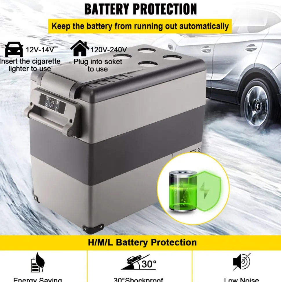 VEVOR 12 Volt Refrigerator, 58 Qt Car Refrigerator, Dual Zone Portable Freezer, Cooler Compressor Freezer with 12/24V DC and 110-240V AC, Freezer Fridge Cooler, for Car, Truck RV, Camping and Home Use